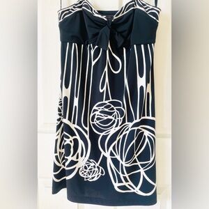 BCBGMaxAzria Black and White Strapless Dress